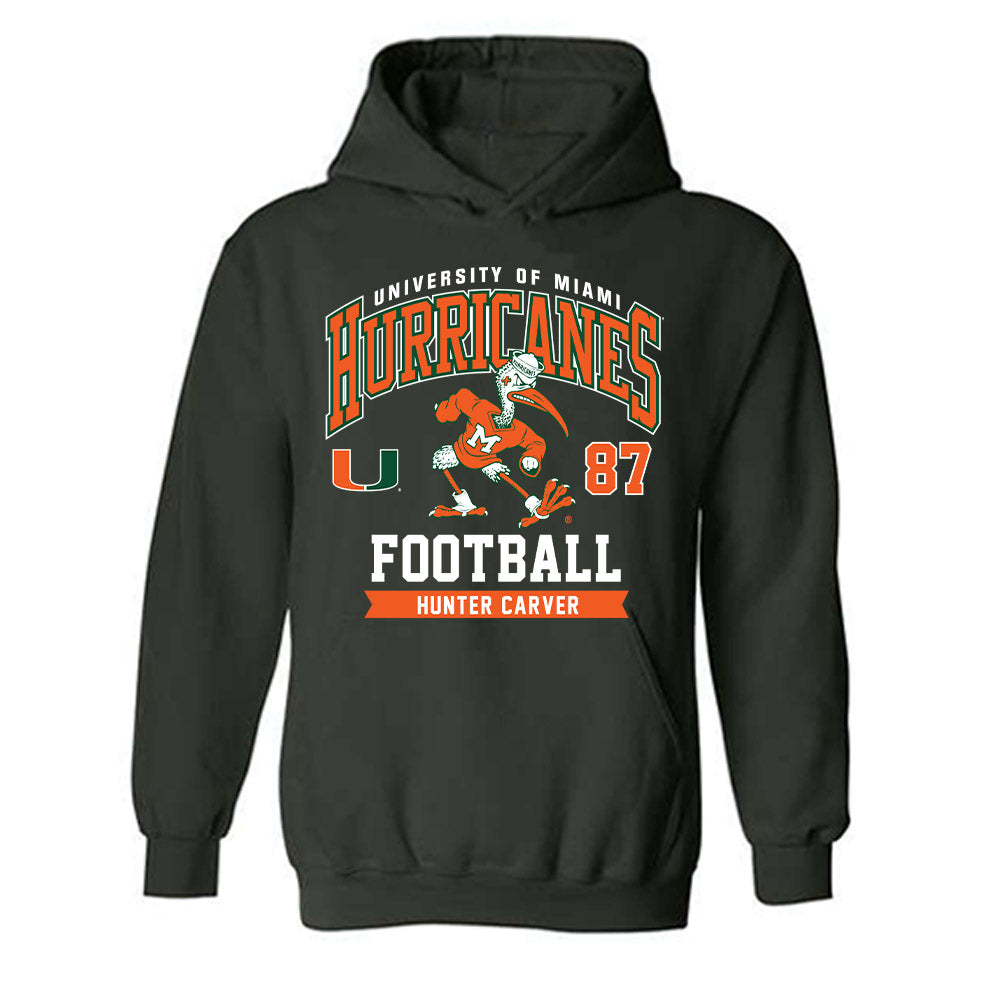 Miami - NCAA Football : Hunter Carver - Classic Fashion Shersey Hooded Sweatshirt