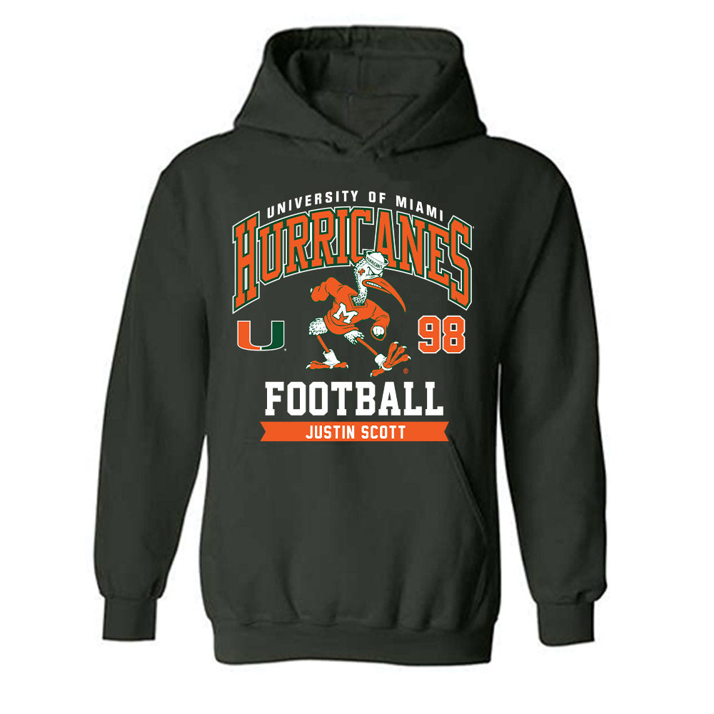 Miami - NCAA Football : Justin Scott - Classic Fashion Shersey Hooded Sweatshirt