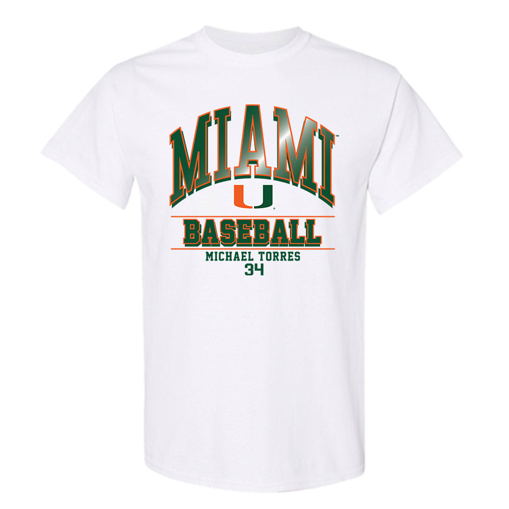 Miami - NCAA Baseball : Michael Torres - Classic Fashion Shersey T-Shirt-0