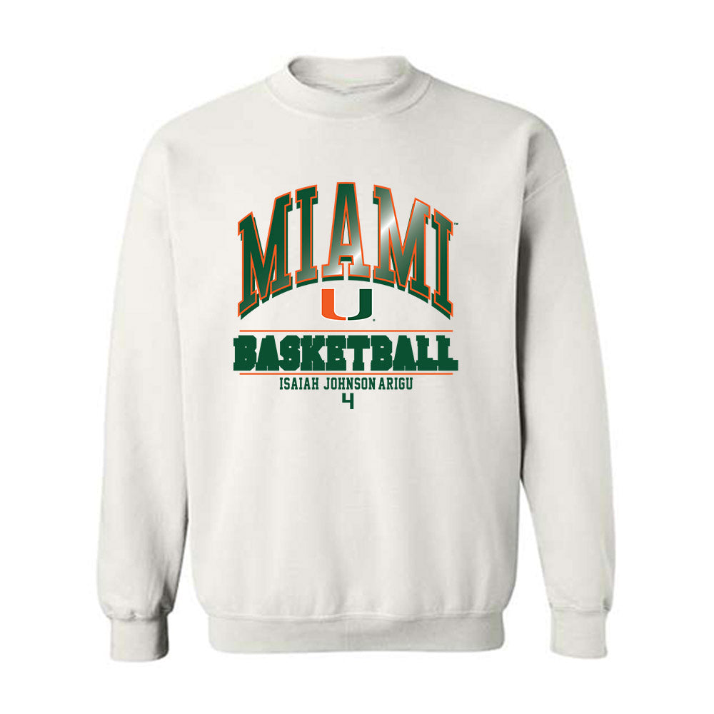 Miami - NCAA Men's Basketball : Isaiah Johnson-Arigu - Classic Fashion Shersey Crewneck Sweatshirt