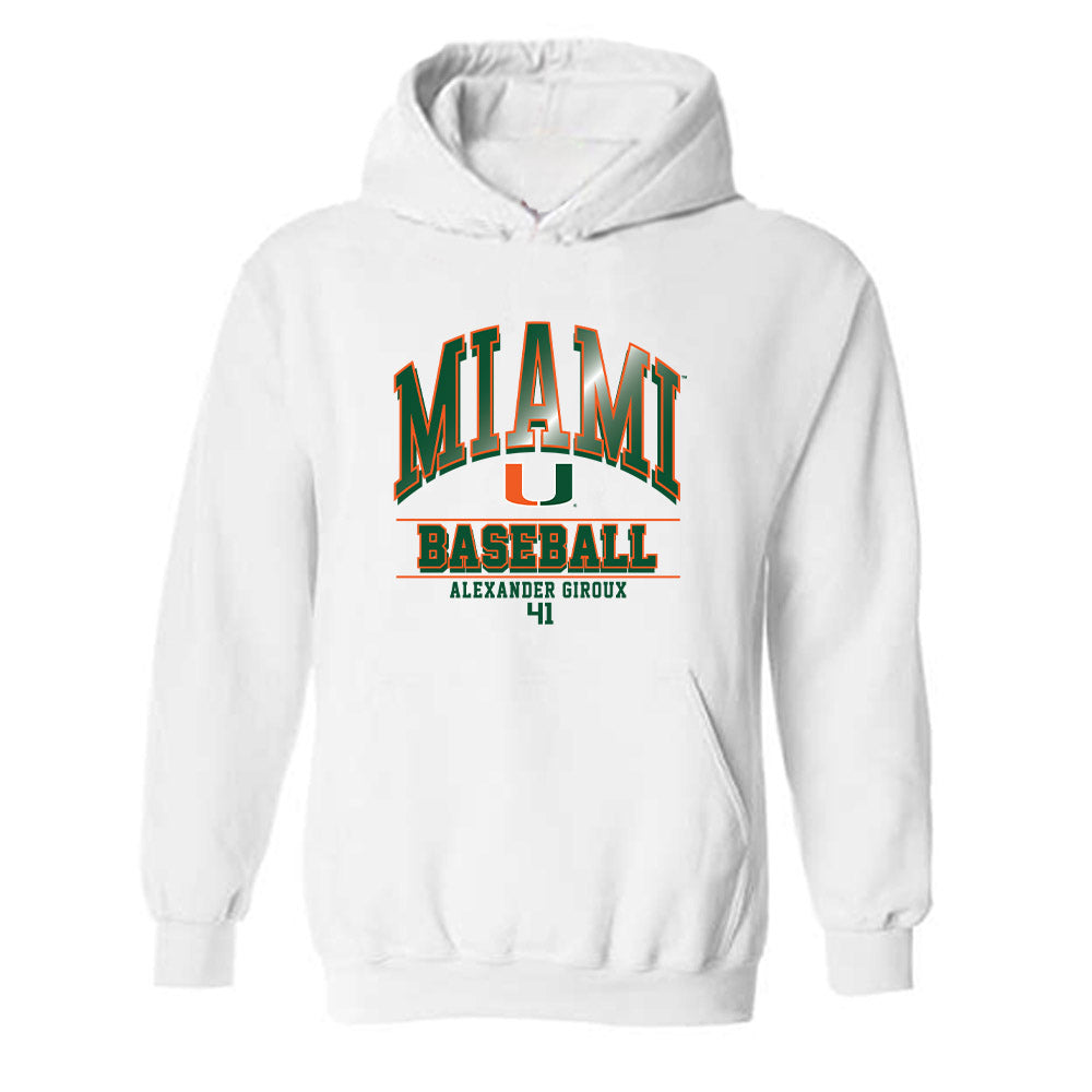 Miami - NCAA Baseball : Alexander Giroux - Classic Fashion Shersey Hooded Sweatshirt-0