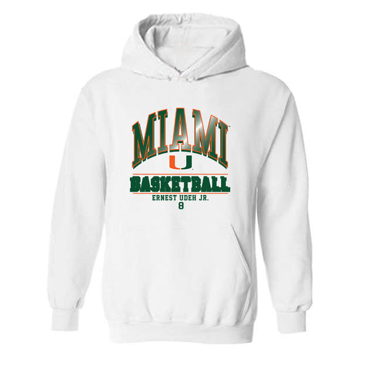 Miami - NCAA Men's Basketball : Ernest Udeh Jr. - Classic Fashion Shersey Hooded Sweatshirt-0