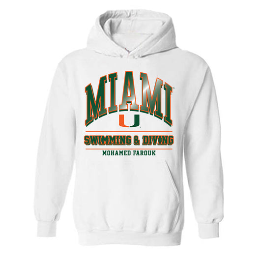Miami - NCAA Men's Swimming & Diving : Mohamed Farouk - Classic Fashion Shersey Hooded Sweatshirt-0
