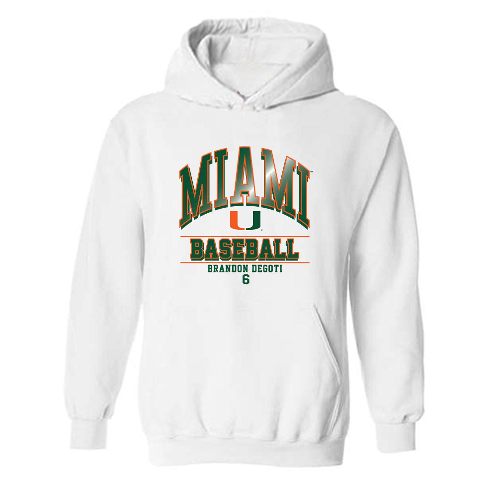 Miami - NCAA Baseball : Brandon DeGoti - Classic Fashion Shersey Hooded Sweatshirt-0