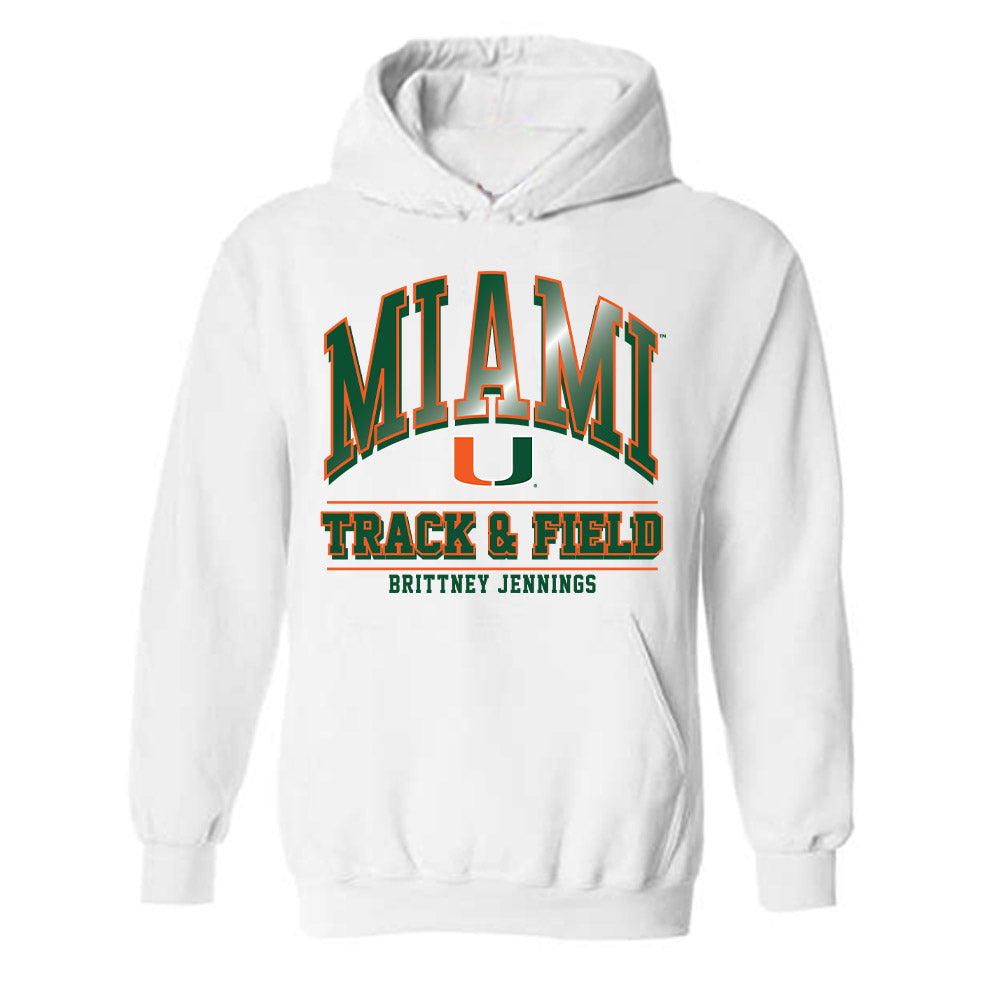 Miami - NCAA Women's Track & Field : Brittney Jennings - Classic Fashion Shersey Hooded Sweatshirt-0