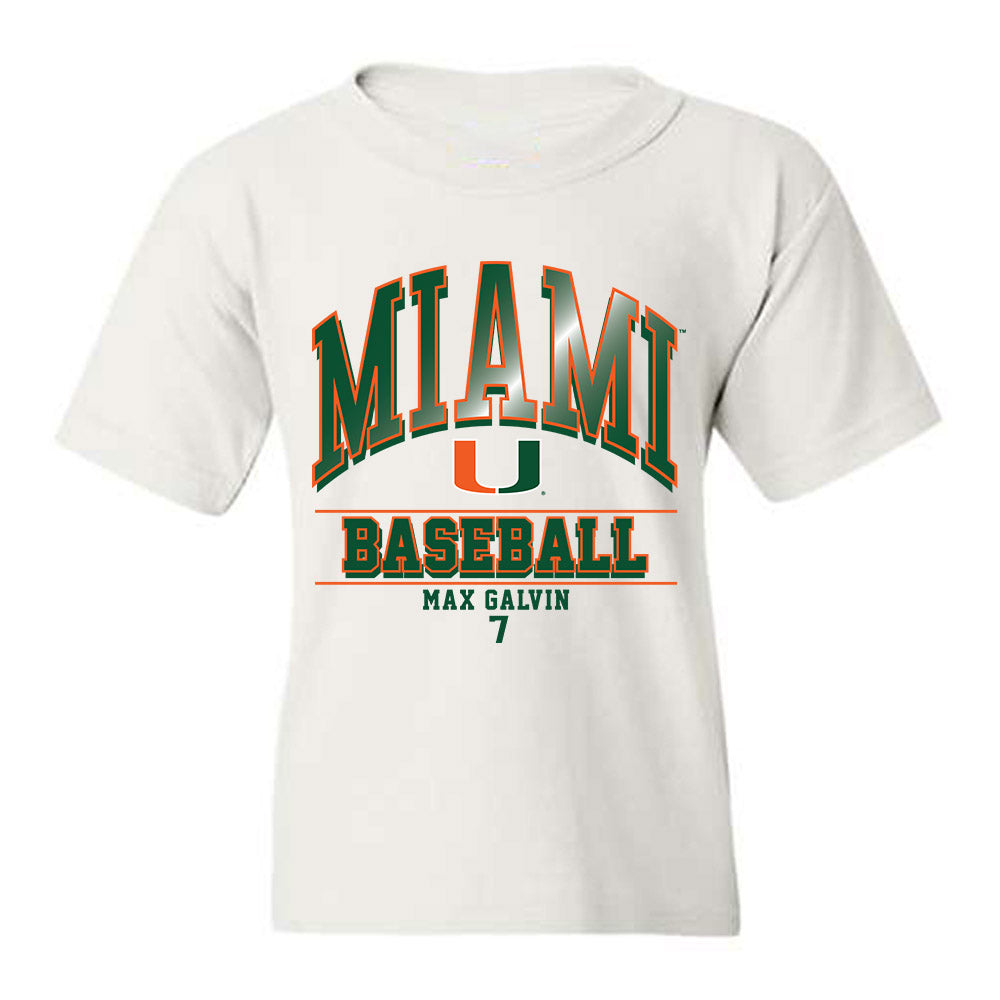 Miami - NCAA Baseball : Max Galvin - Classic Fashion Shersey Youth T-Shirt-0
