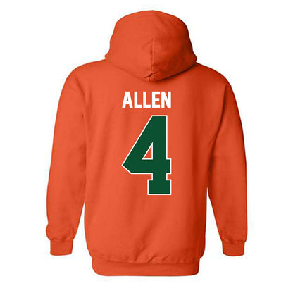 Miami - NCAA Men's Basketball : Marcus Allen - Sports Shersey Hooded Sweatshirt-1