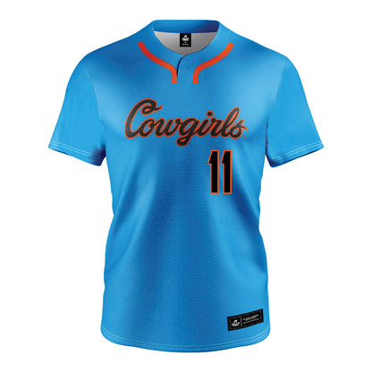 Oklahoma State - NCAA Softball : Preslee Downing - Blue Jersey-0