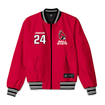 Ball State - NCAA Baseball : Keegan Johnson - Bomber Jacket-0