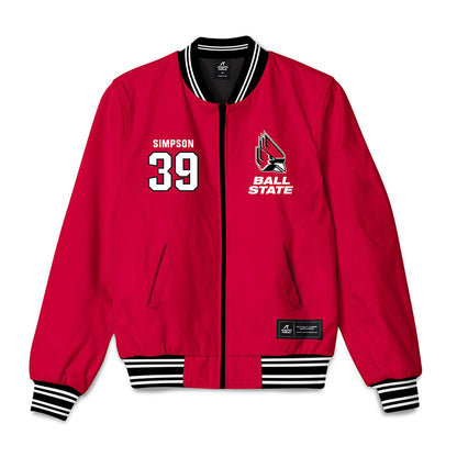 Ball State - NCAA Football : Zavier Simpson - Bomber Jacket-0