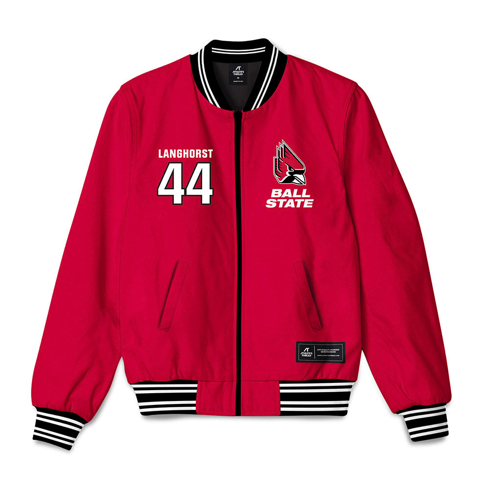 Ball State - NCAA Baseball : Kade Langhorst - Bomber Jacket-0