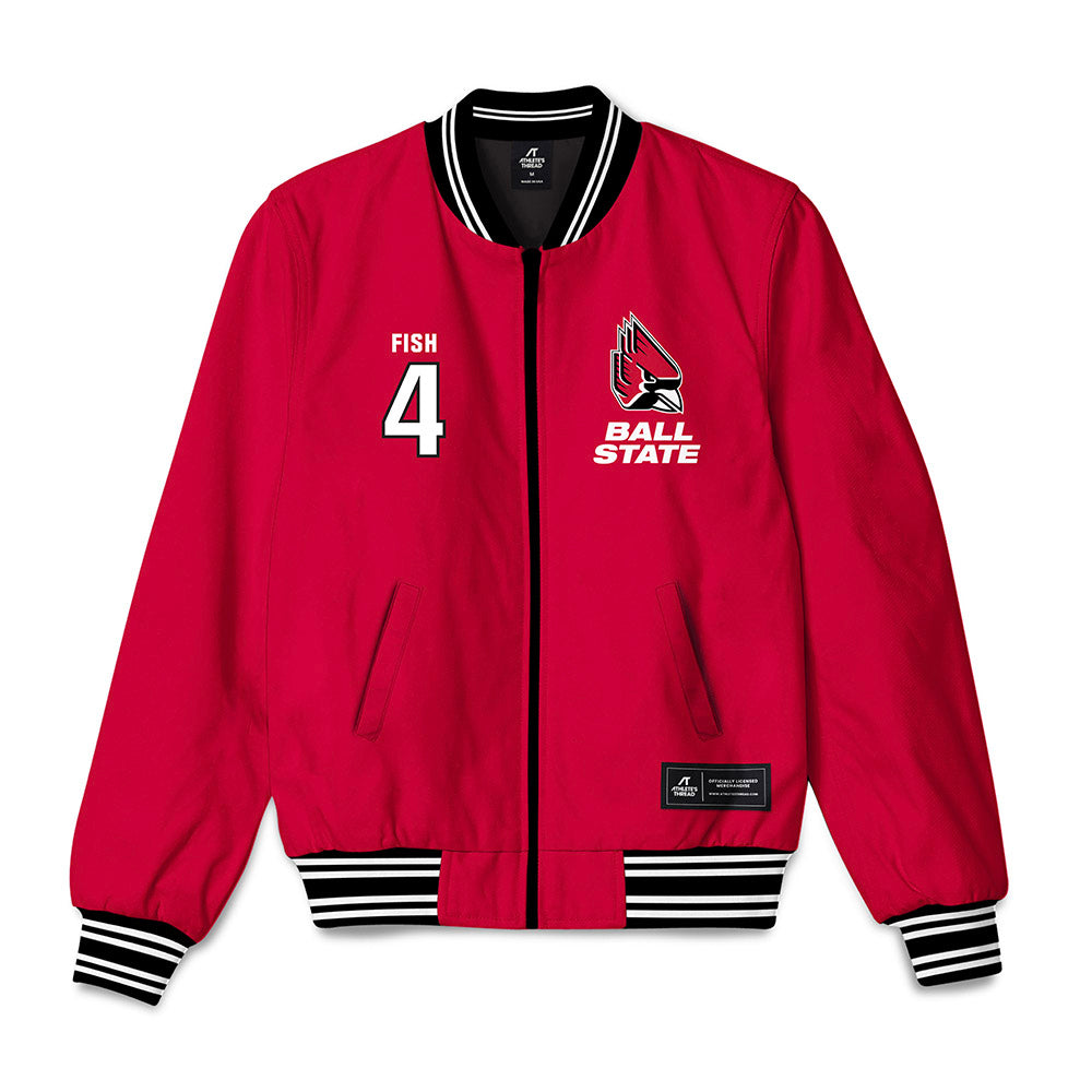 Ball State - NCAA Men's Basketball : Kayden Fish - Bomber Jacket-0