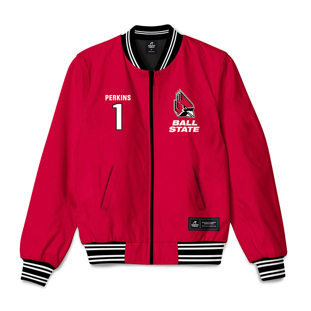 Ball State - NCAA Baseball : Maalik Perkins - Bomber Jacket-0