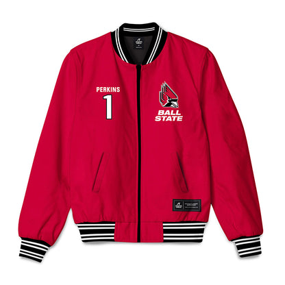 Ball State - NCAA Baseball : Maalik Perkins - Bomber Jacket-0