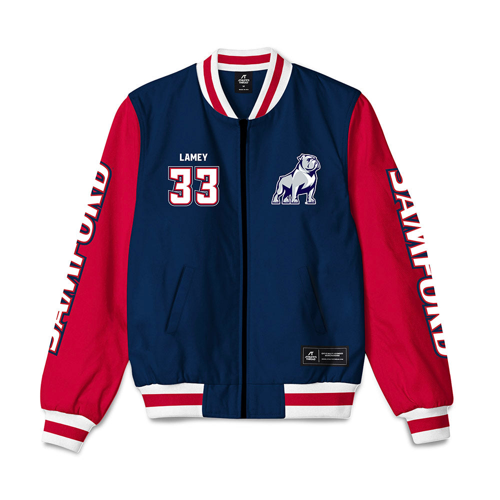 Samford - NCAA Men's Basketball : Zach Lamey - Bomber Jacket-0
