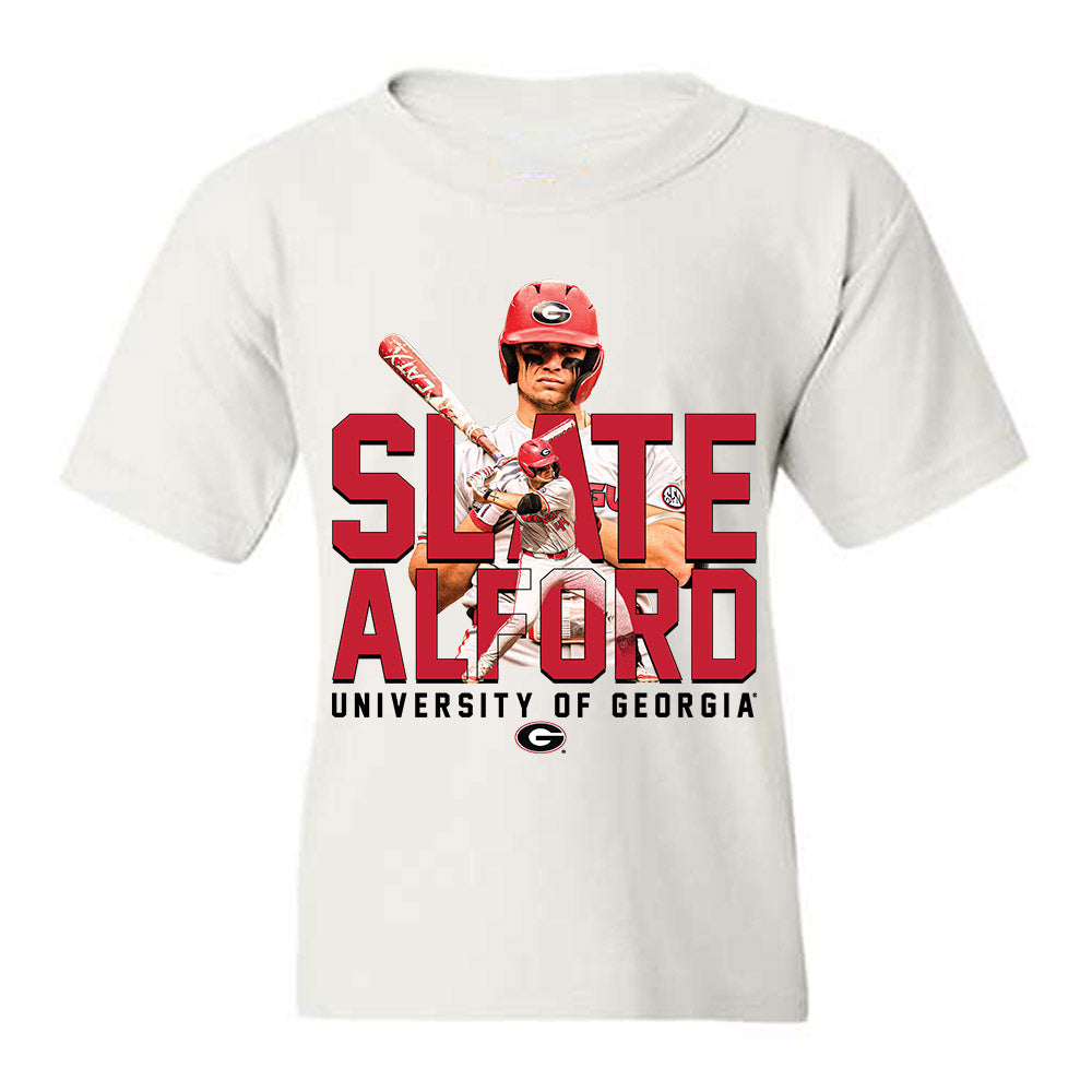 Georgia - NCAA Baseball : Slate Alford - Player Collage Youth T-Shirt-0