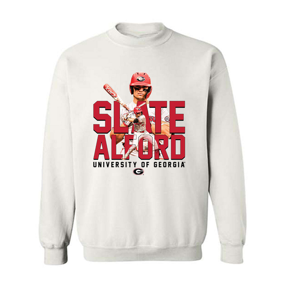 Georgia - NCAA Baseball : Slate Alford - Player Collage Crewneck Sweatshirt-0