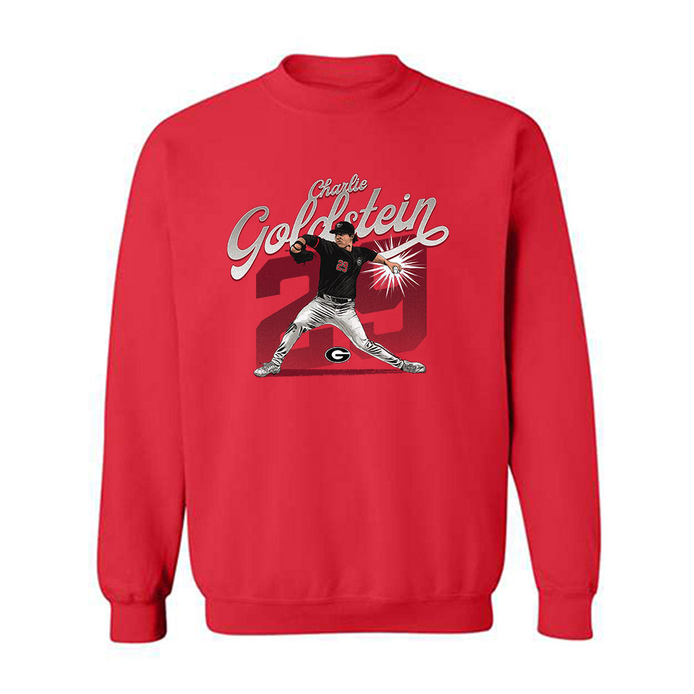 Georgia - NCAA Baseball : Charlie Goldstein - Caricature Crewneck Sweatshirt-0