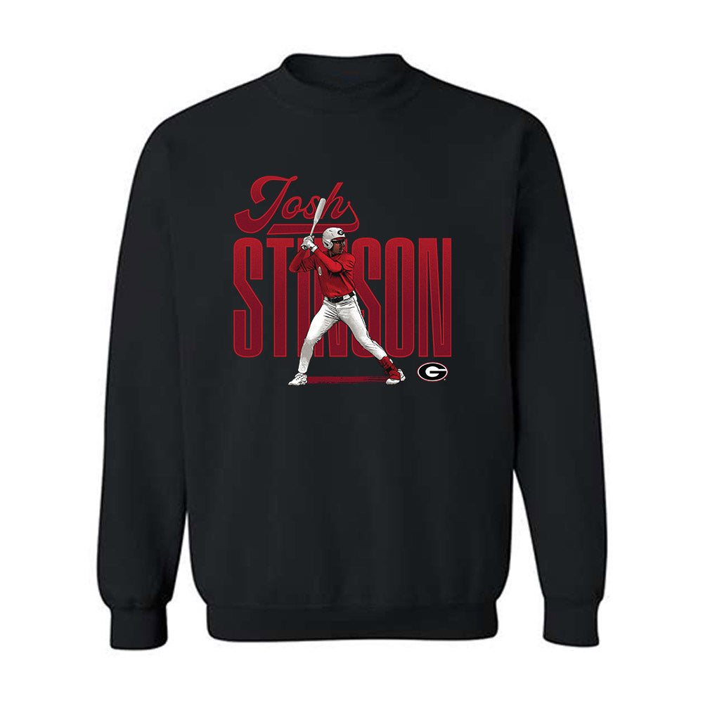 Georgia - NCAA Baseball : Josh Stinson - Caricature Crewneck Sweatshirt-0