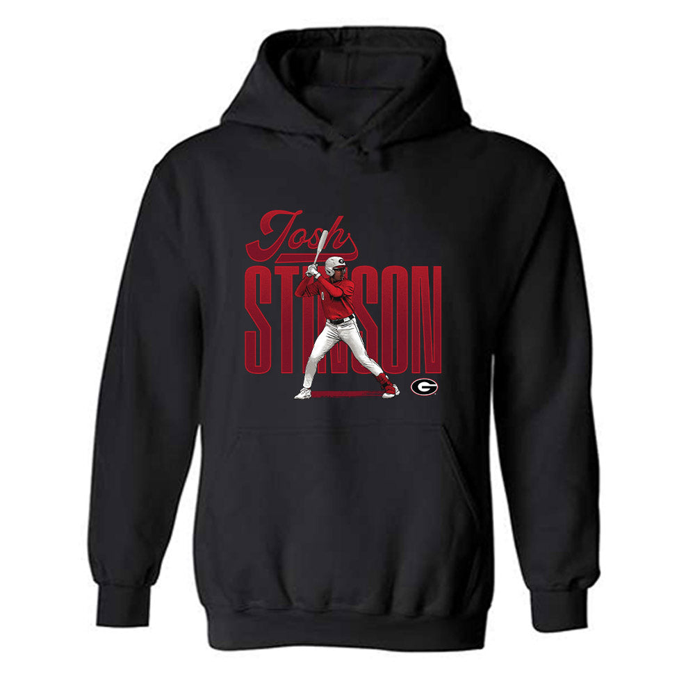 Georgia - NCAA Baseball : Josh Stinson - Caricature Hooded Sweatshirt-0