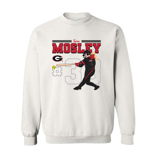 Georgia - NCAA Softball : Sara Mosley - Caricature Crewneck Sweatshirt-0