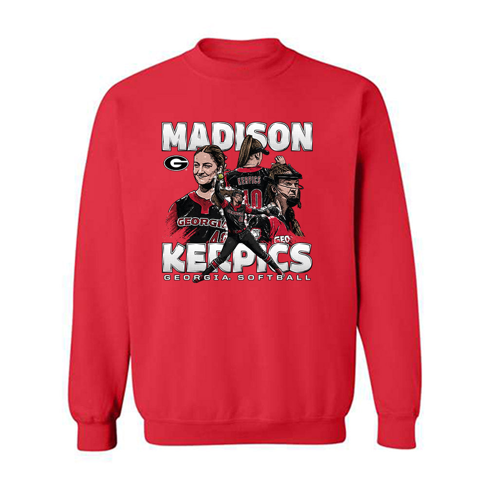 Georgia - NCAA Softball : Madison Kerpics - Player Collage Crewneck Sweatshirt-0