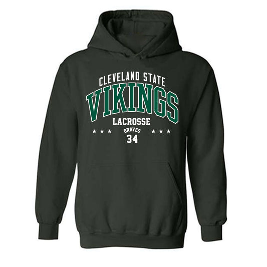 Cleveland State - NCAA Men's Lacrosse : Drew Graves - Classic Fashion Shersey Hooded Sweatshirt-0