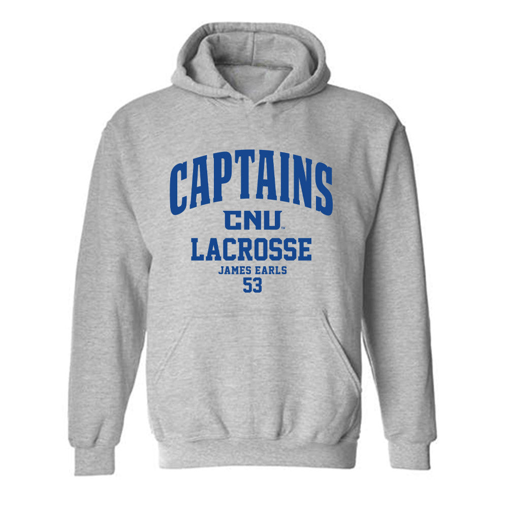 CNU - NCAA Men's Lacrosse : James Earls - Classic Fashion Shersey Hooded Sweatshirt-0