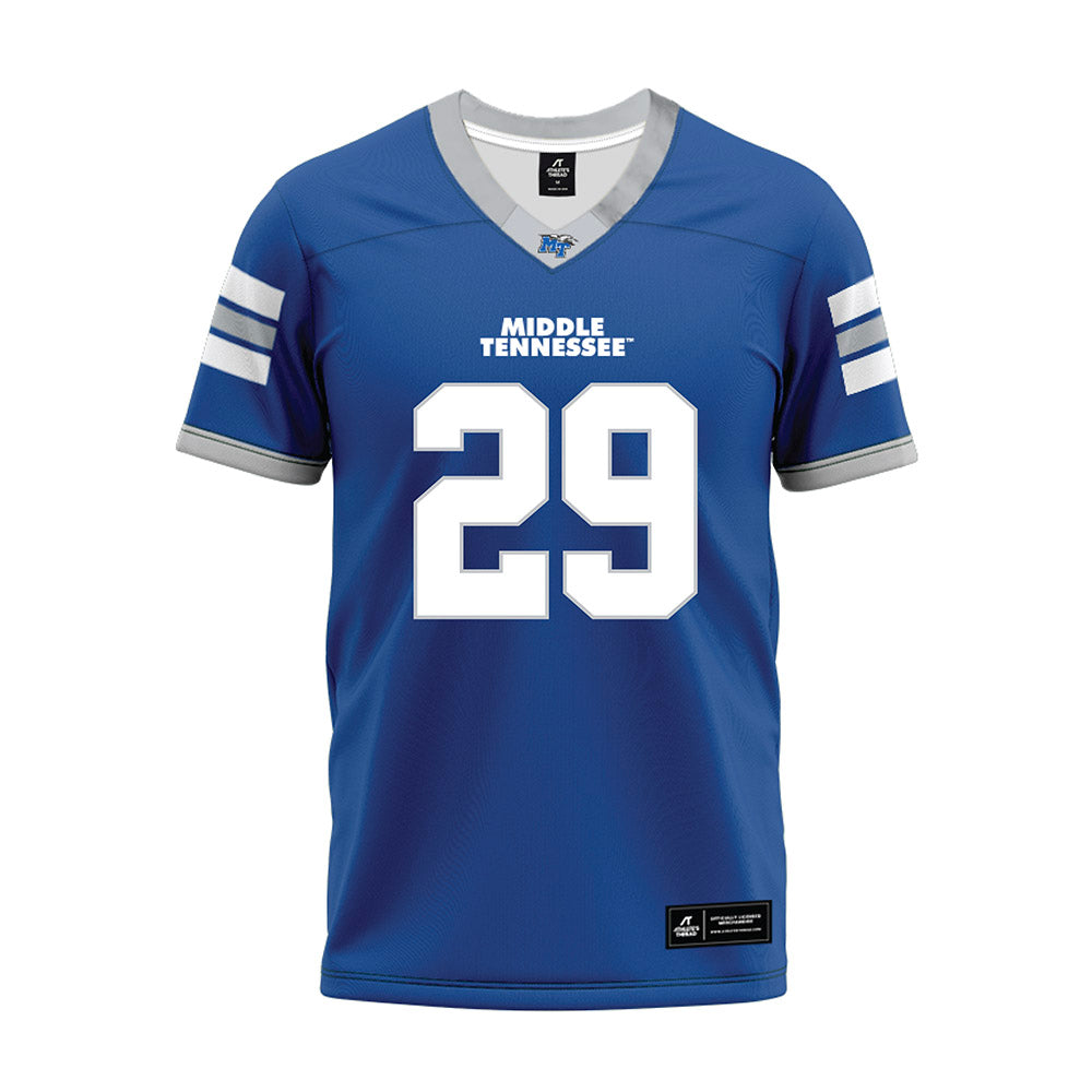 MTSU - NCAA Football : Dominic Taylor - Blue Premium Football Jersey-0