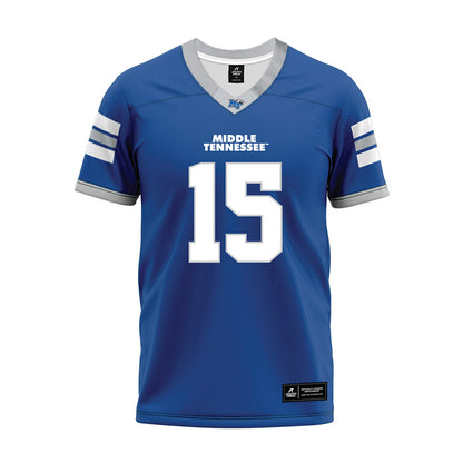 MTSU - NCAA Football : Josh Evans - Blue Premium Football Jersey