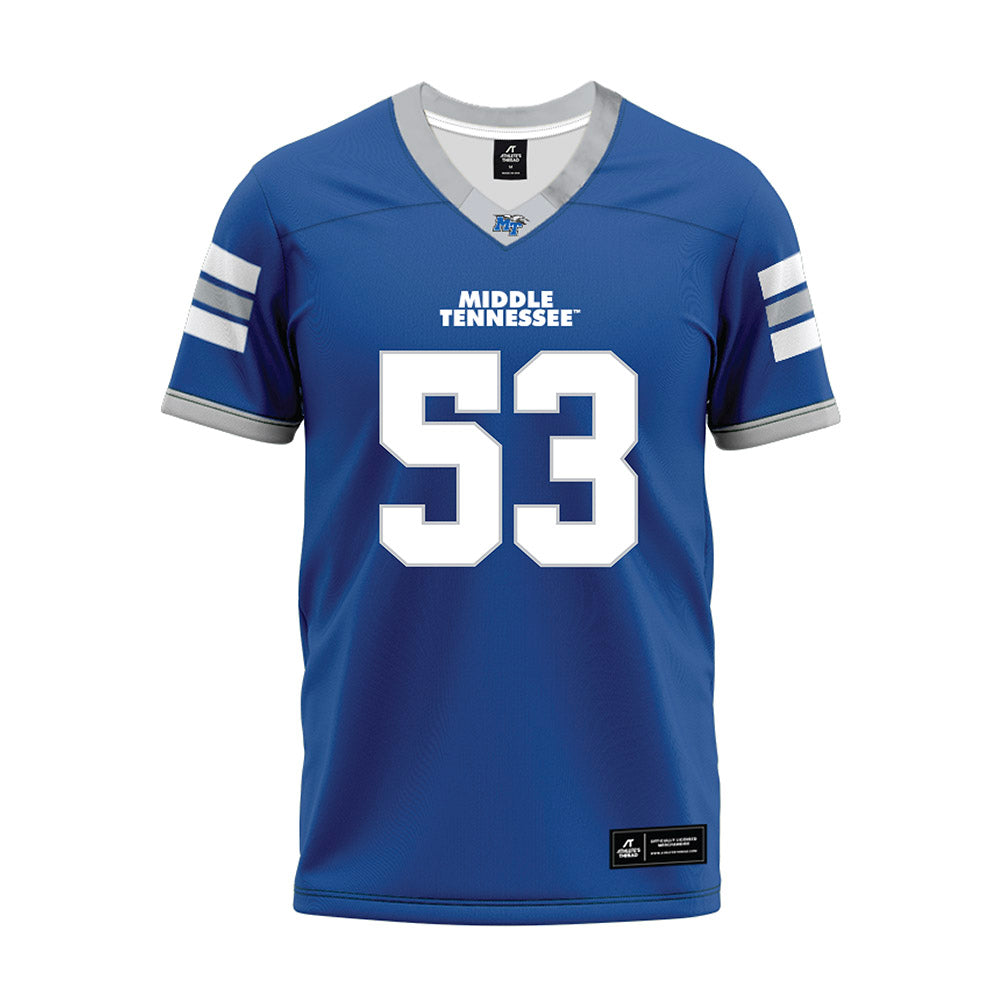 MTSU - NCAA Football : Roman Jones - Blue Premium Football Jersey-0