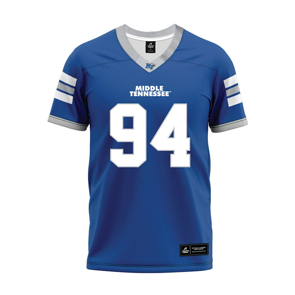 MTSU - NCAA Football : Ayden Merrihew - Blue Premium Football Jersey