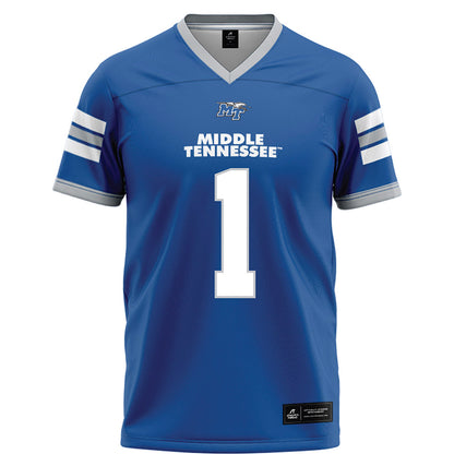 MTSU - NCAA Football : Nahzae Cox - Blue Football Jersey-0