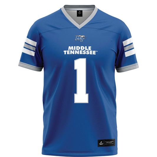 MTSU - NCAA Football : Nahzae Cox - Blue Football Jersey-0