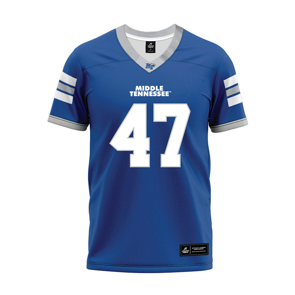 MTSU - NCAA Football : Chayce Smith - Blue Premium Football Jersey-0