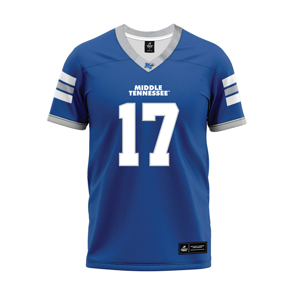 MTSU - NCAA Football : Kalani Norris - Blue Premium Football Jersey