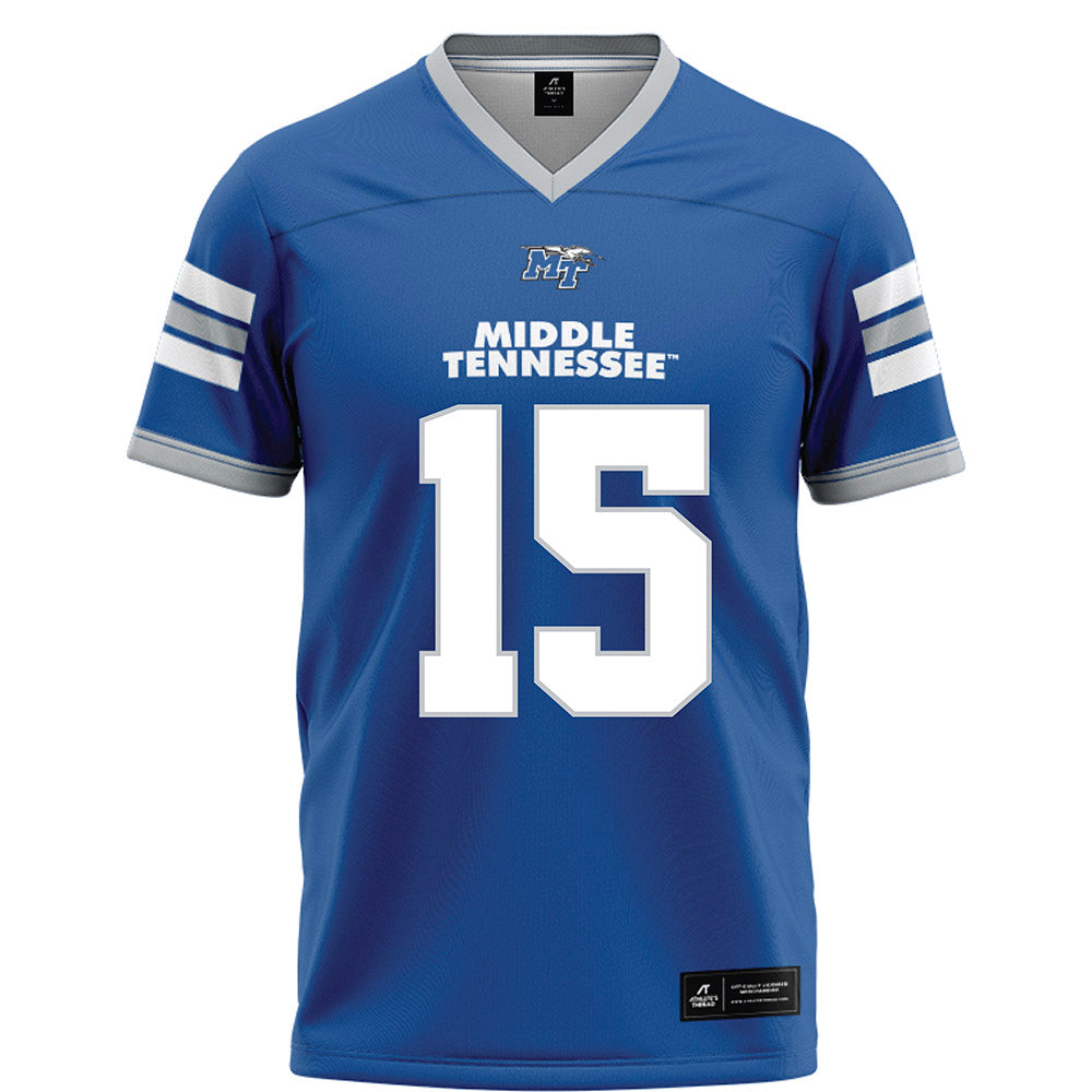 MTSU - NCAA Football : Josh Evans - Blue Football Jersey