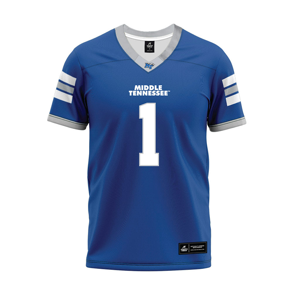 MTSU - NCAA Football : Nahzae Coz - Blue Premium Football Jersey-0