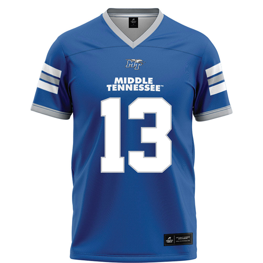 MTSU - NCAA Football : Cam Lacy - Blue Football Jersey-0
