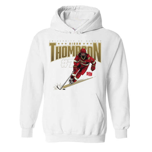 DU - NCAA Men's Ice Hockey : Aidan Thompson - Hooded Sweatshirt Individual Caricature
