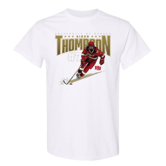 DU - NCAA Men's Ice Hockey : Aidan Thompson - T-Shirt Individual Caricature