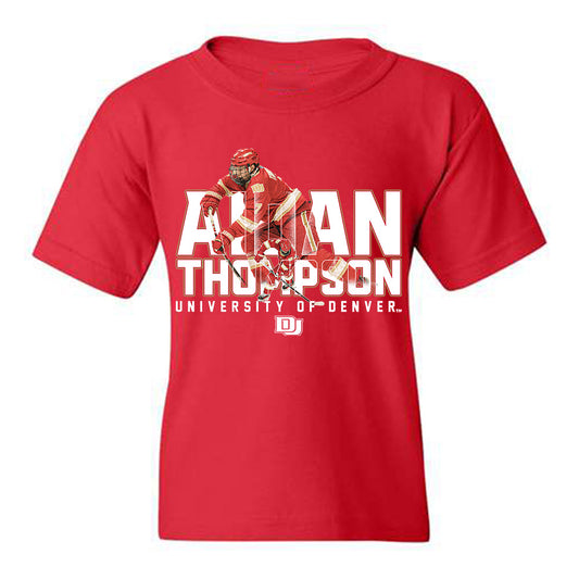DU - NCAA Men's Ice Hockey : Aidan Thompson -  Individual Caricature Youth T-Shirt