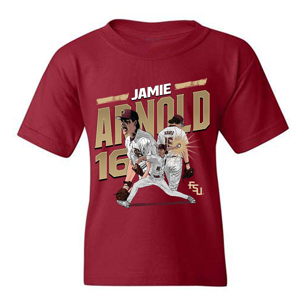 FSU - NCAA Baseball : Jamie Arnold - Individual Player Collage Youth T-Shirt-0