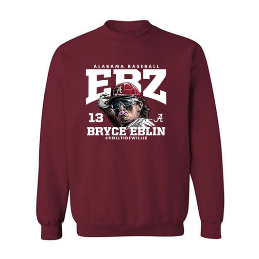 Alabama - NCAA Baseball :  Bryce Eblin  x Roll Tide Willie -  Crewneck Sweatshirt Individual Caricature