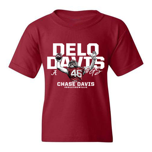 Alabama - NCAA Football :  Chase Davis  x Roll Tide Willie -  Youth tshirt Individual Caricature