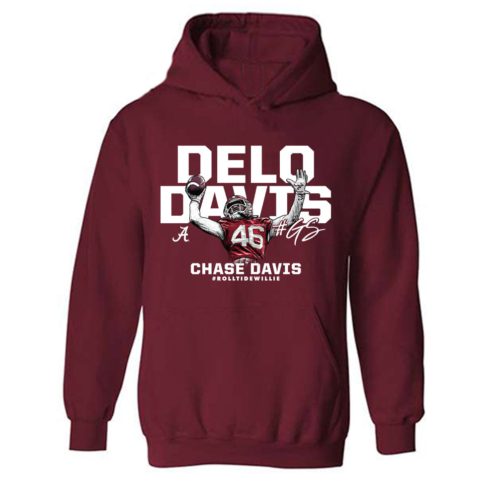 Alabama - NCAA Football :  Chase Davis  x Roll Tide Willie -  Hooded Sweatshirt Individual Caricature