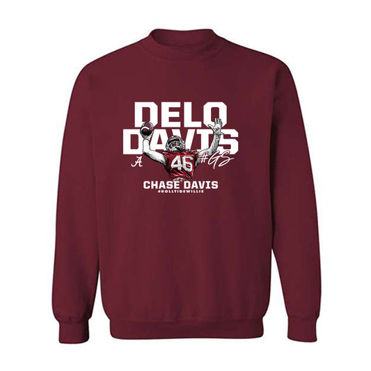 Alabama - NCAA Football :  Chase Davis  x Roll Tide Willie -  Crewneck Sweatshirt Individual Caricature