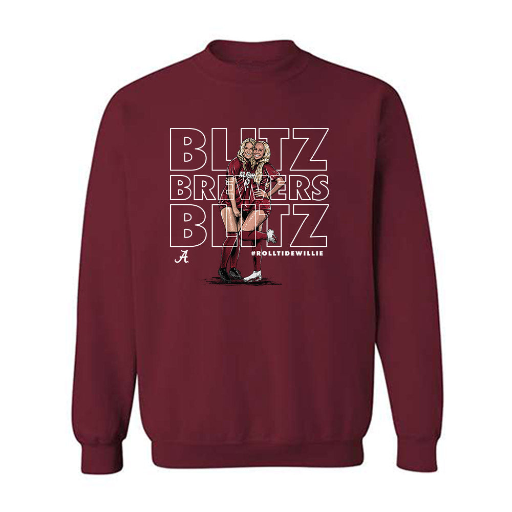 Alabama - NCAA Women's Soccer : Cali & Breezie Brewer x Roll Tide Willie - Crewneck Sweatshirt Individual Caricature