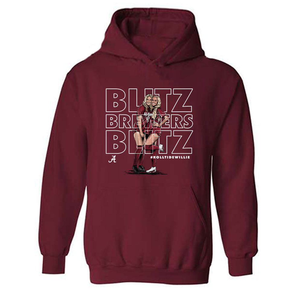 Alabama - NCAA Women's Soccer : Cali & Breezie Brewer x Roll Tide Willie - Hooded Sweatshirt Individual Caricature