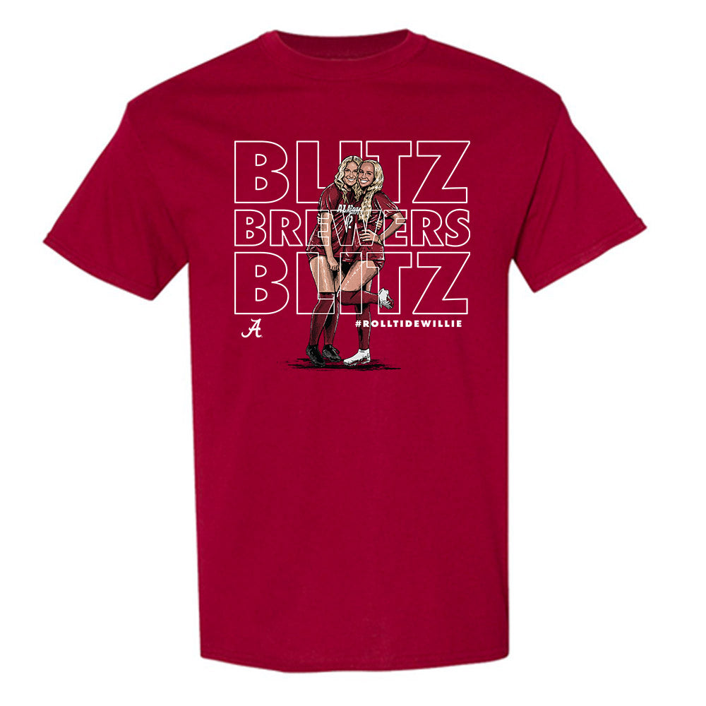 Alabama - NCAA Women's Soccer : Cali & Breezie Brewer x Roll Tide Willie - T-Shirt Individual Caricature